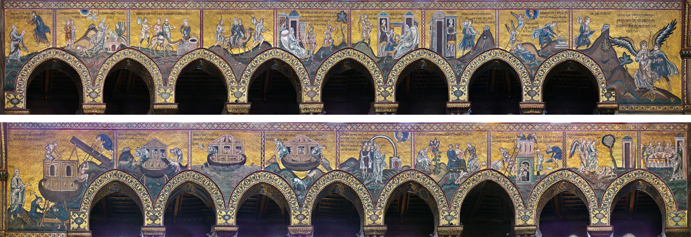 Sicilia Monreale, mosaici superiore nord e inferiore sud della navata Sicilia Monreale, mosaici superiore nord e inferiore sud della navata