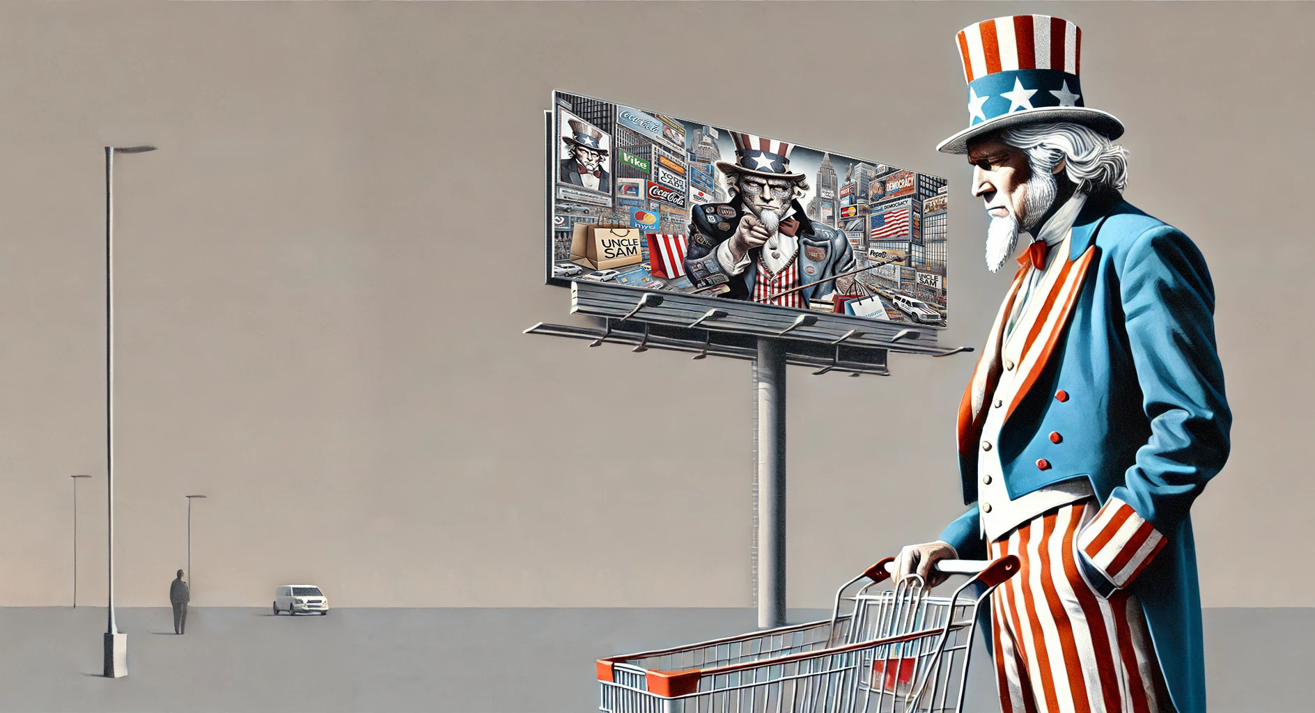 representation of Uncle Sam in a modern consumerism context